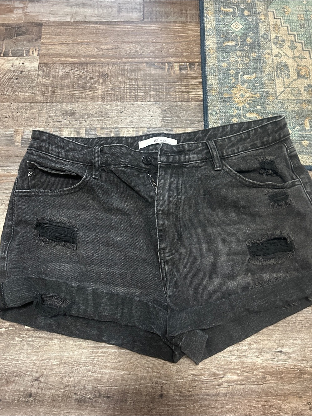 KanCan Black Distressed Denim Shorts